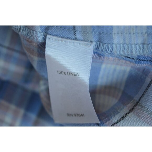 J. Jill Love Linen Size XS Maxi Dress Linen V Neck Pockets Pastel Plaid Cottage - Picture 8 of 9